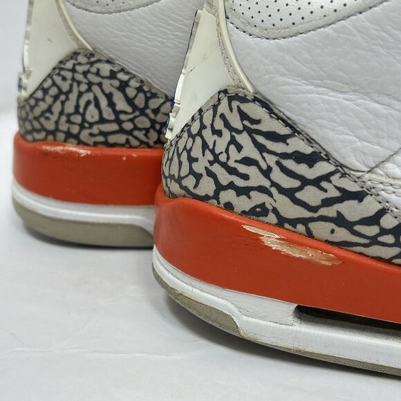 Nike Air Jordan 3 Retro Knicks Men's Size 10.5 136064-148 Sneaker White Orange - Picture 7 of 16